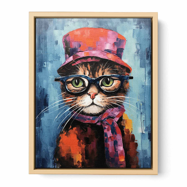 Cat Hat And Glasses Modern Art Painting   Art Print