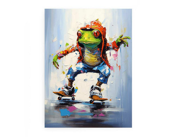 Skateboarding Frog Contemporary Art