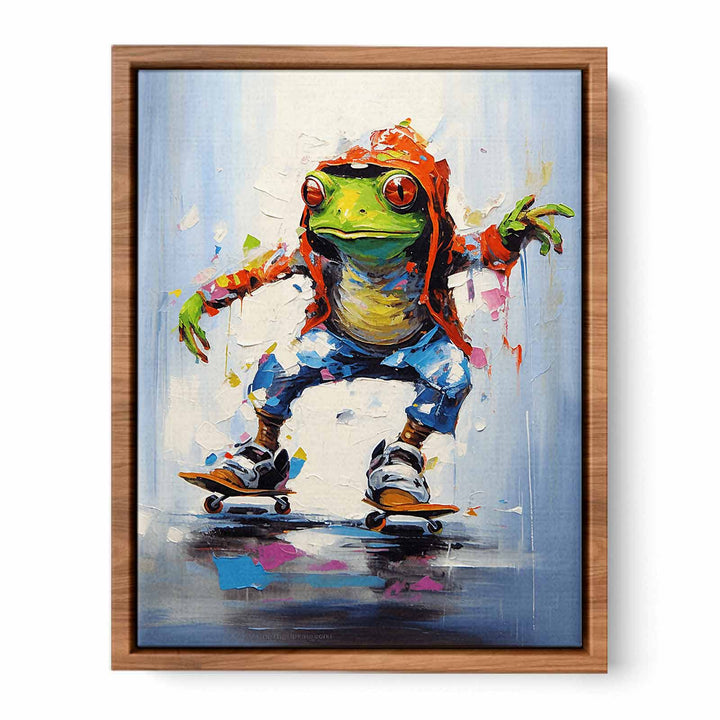 Skateboarding Frog Contemporary Art Poster