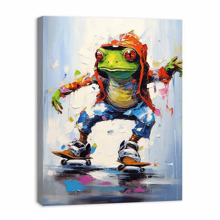 Skateboarding Frog Contemporary Art Painting