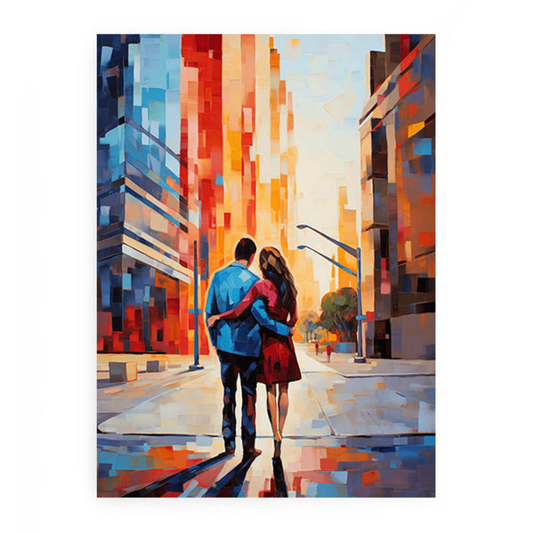 Contemporary Couple Stroll in City