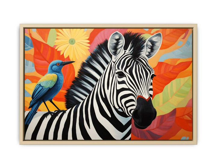 Zebra Bird Modern Art Painting Framed Print