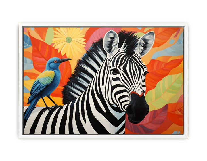 Zebra Bird Modern Art Painting Canvas Print