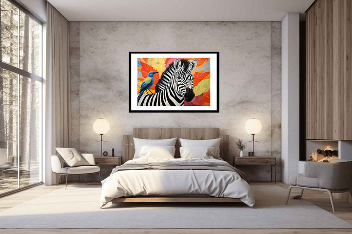 Zebra Bird Modern Art Painting 