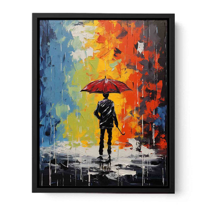 Man Umbrella Modern Art Painting 