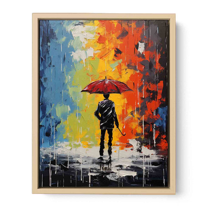 Man Umbrella Modern Art Painting Framed Print