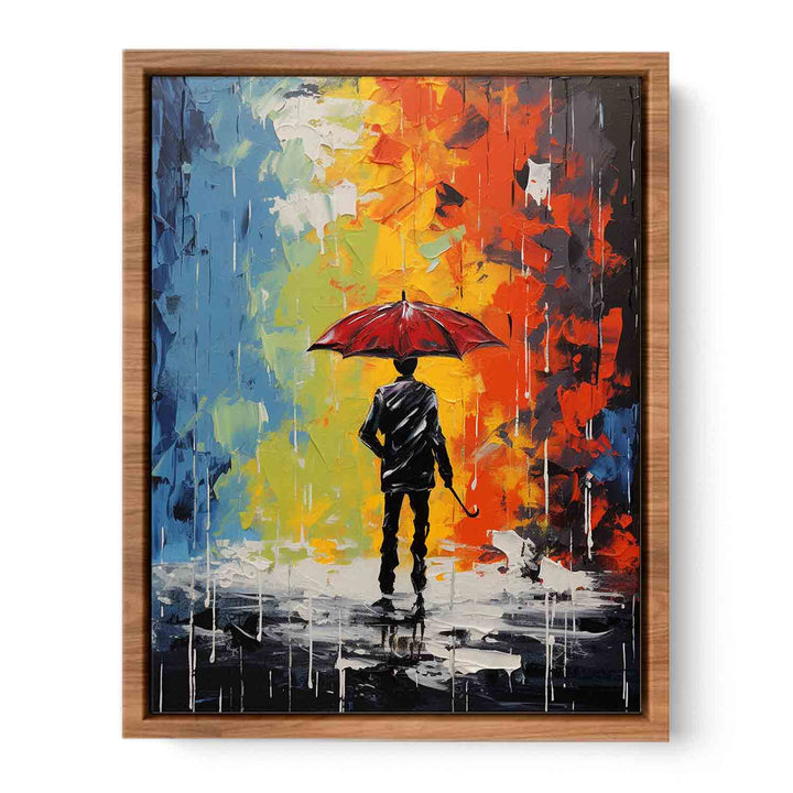 Man Umbrella Modern Art Painting 