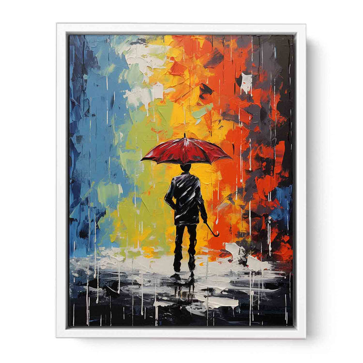 Man Umbrella Modern Art Painting Canvas Print