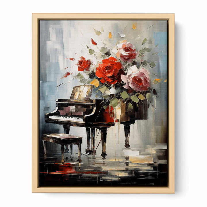 Piano Flower Modern Painting  Framed Print