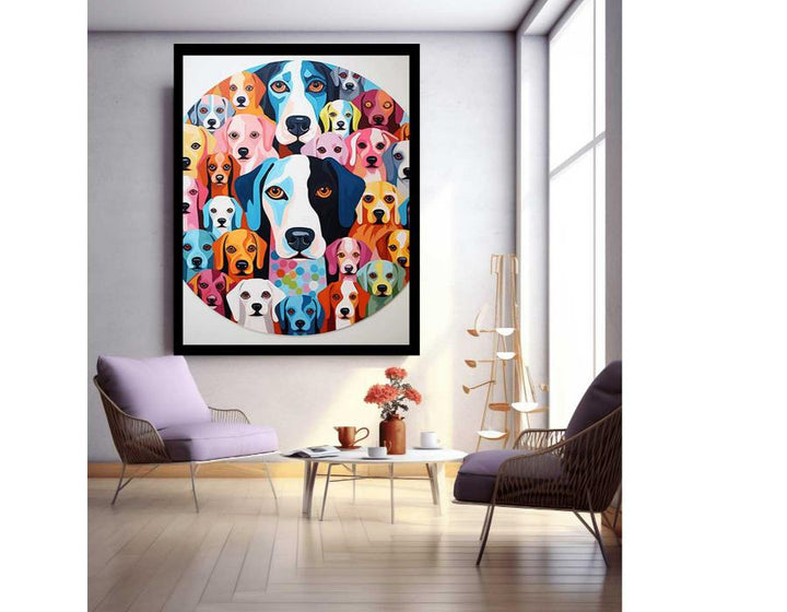Modern Art  Dog Circle Painting  