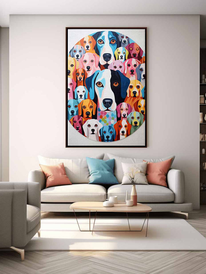 Modern Art  Dog Circle Painting  