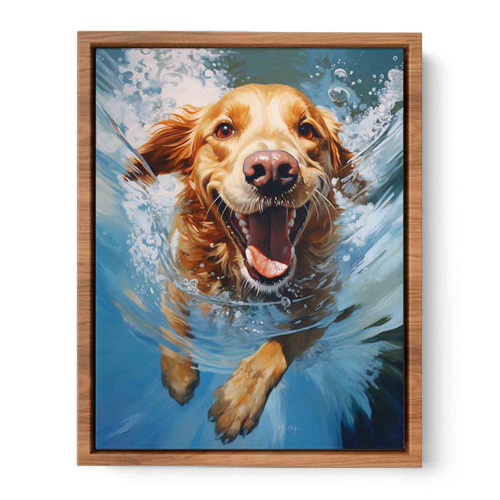 Dog Swimming Modern Painting  Poster