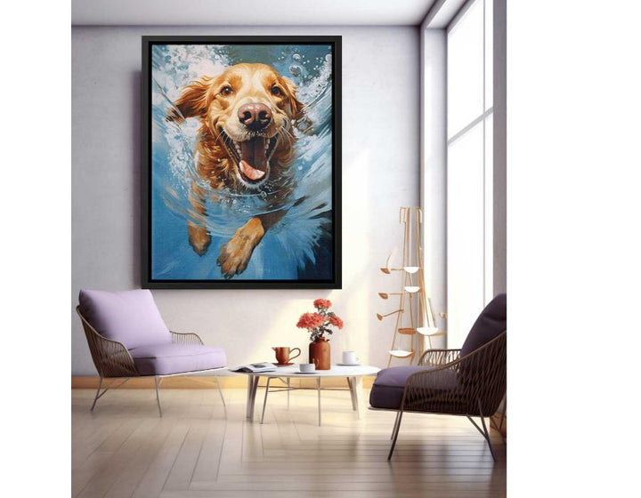Dog Swimming Modern Painting  
