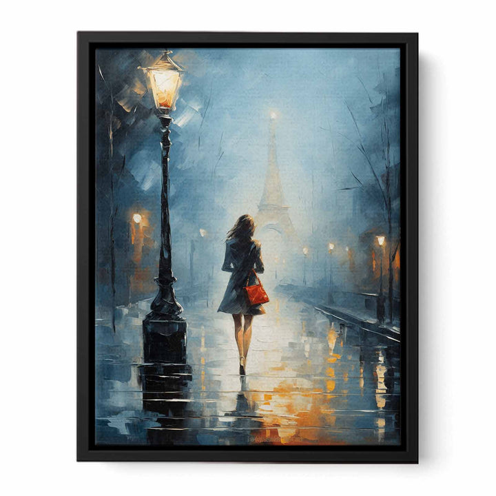 Girl Street Light Modern Painting   Canvas Print