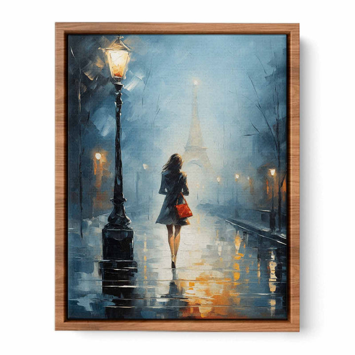 Girl Street Light Modern Painting  Poster