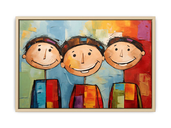  Three Boys Modern Art Painting  Framed Print