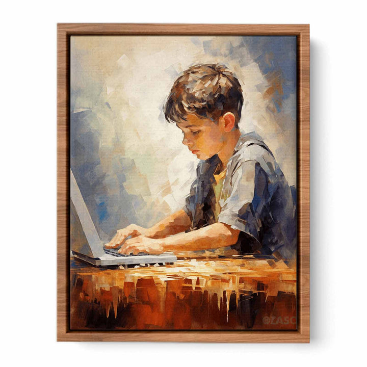 Boy Typing Modern Art  Painting  