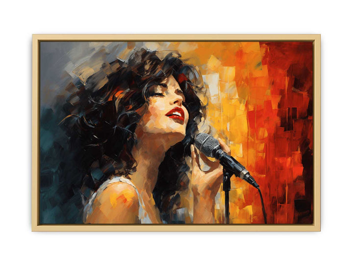 Girl Singing Modern Art  Painting  Framed Print