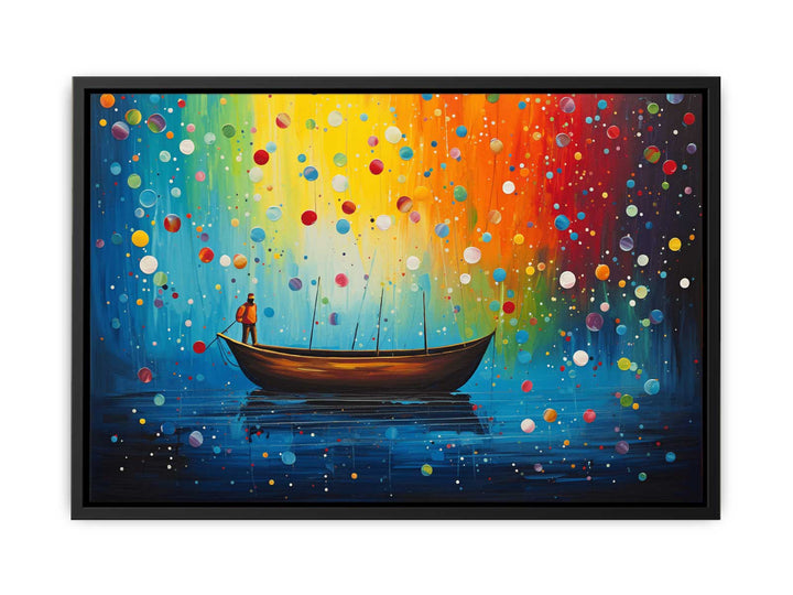 Boat Bubbles Modern Art Painting   Canvas Print