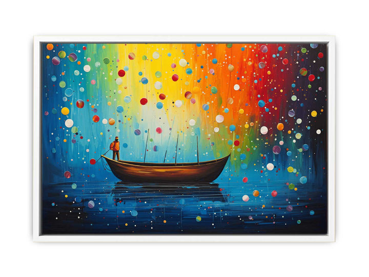 Boat Bubbles Modern Art Painting  Framed Print