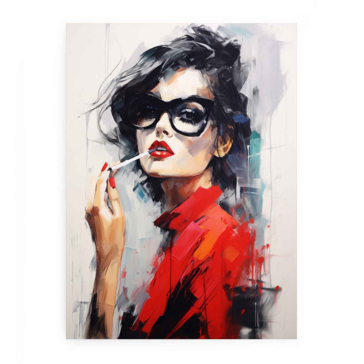 Red Girl Modern Art Painting 