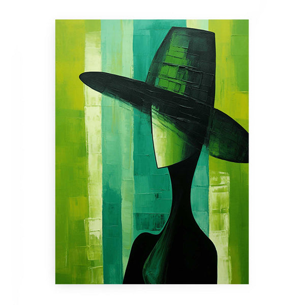 Green Hat Modern Art Painting 