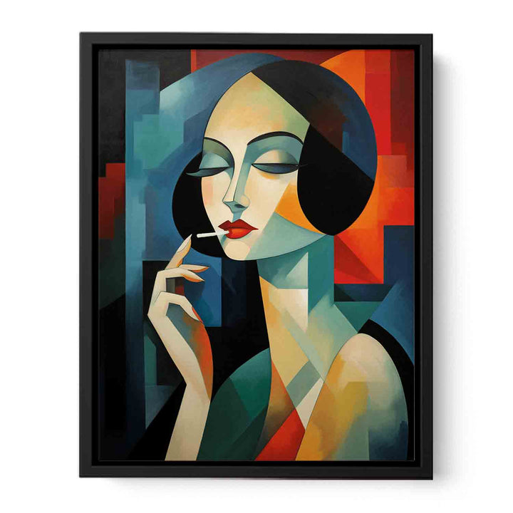 Woman Smoking Modern Art Painting  