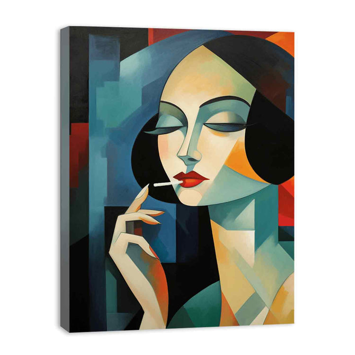 Woman Smoking Modern Art Painting  