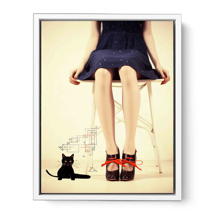 Cat Beneath Her Gaze Framed Print