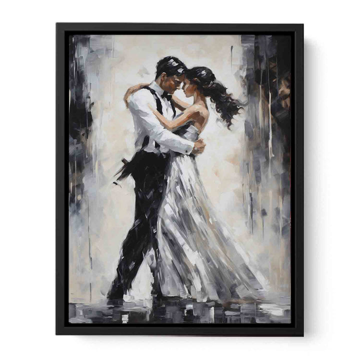 Black And White Couple Dance Modern Painting   Canvas Print