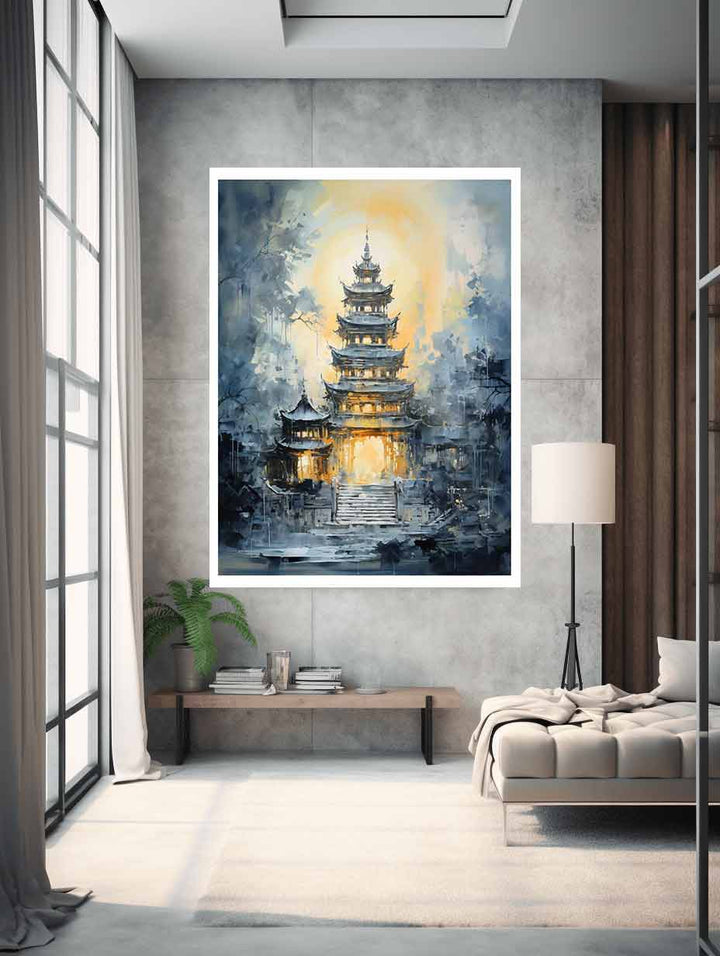 Building Temple Modern Art  Painting  