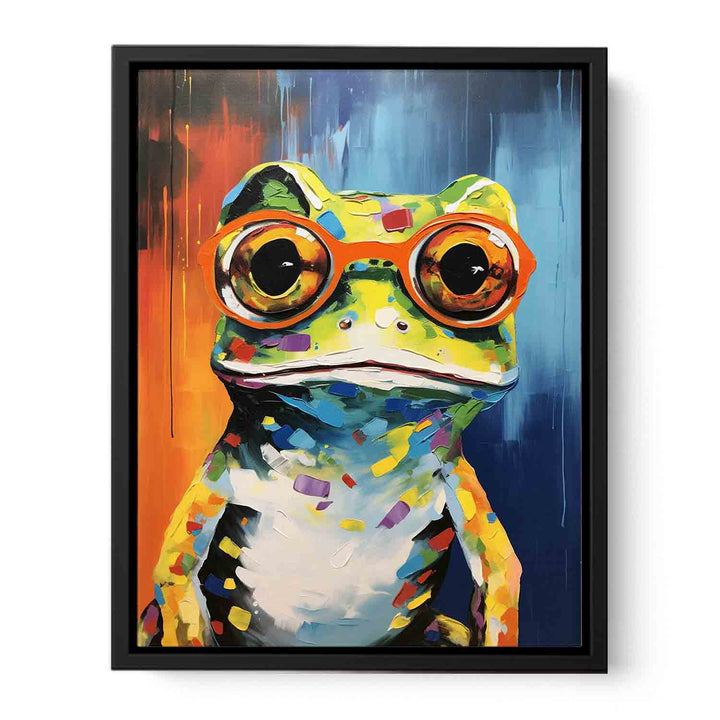 Frog  With Glasses Painting   Canvas Print