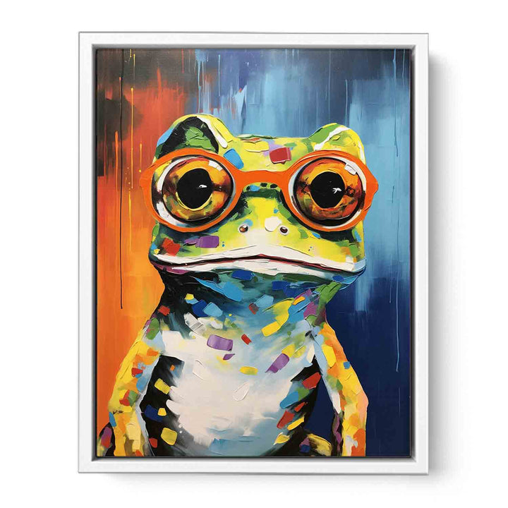 Frog  With Glasses Painting  Framed Print
