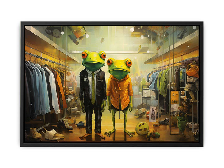 Shopping Frog Modern Art Painting  Canvas Print