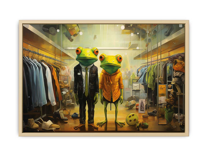 Shopping Frog Modern Art Painting Framed Print