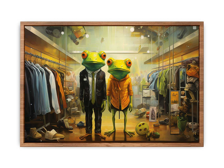Shopping Frog Modern Art Painting Poster