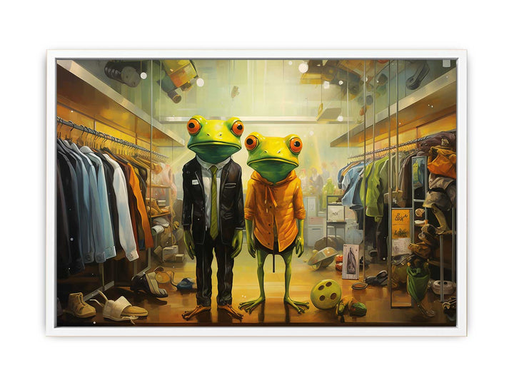 Shopping Frog Modern Art Painting Framed Print