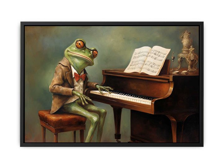 Modern Frog Piano Art Painting  Canvas Print