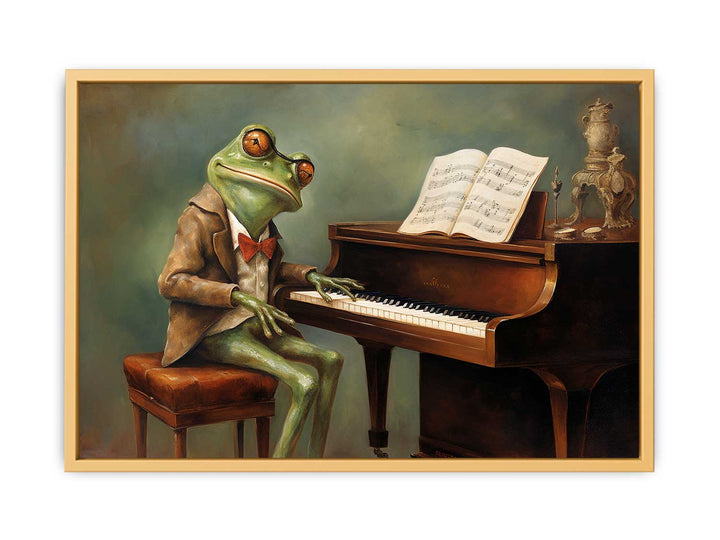 Modern Frog Piano Art Painting  Streched canvas