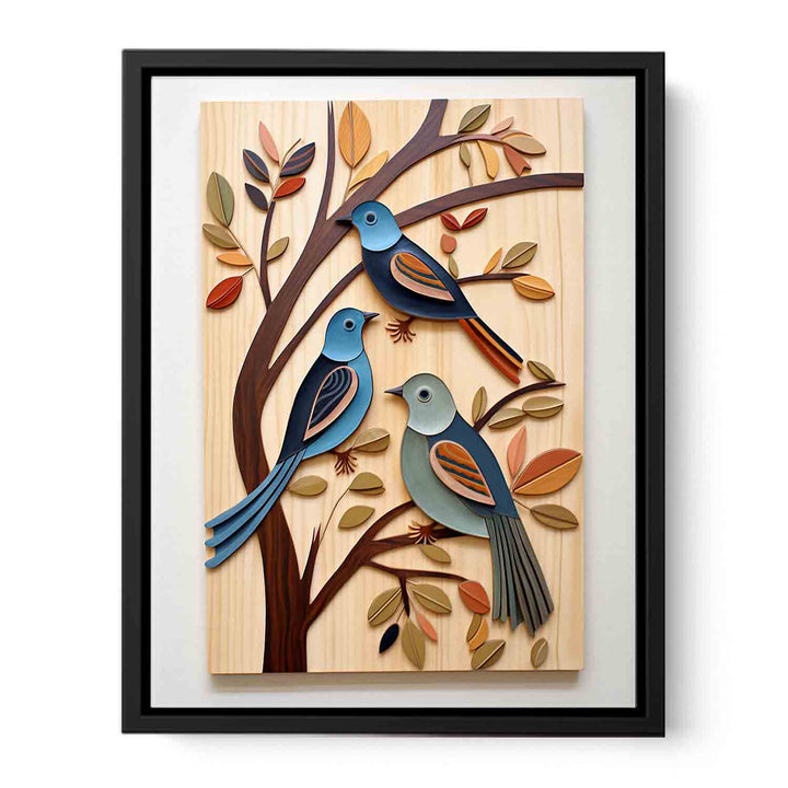 Modern Birds Wood Art Painting 