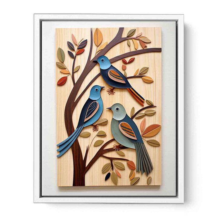 Modern Birds Wood Art Painting Canvas Print