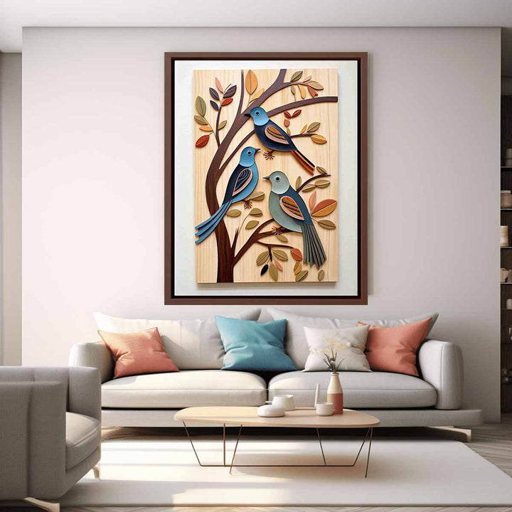 Modern Birds Wood Art Painting 