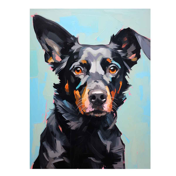 Modern Black Dog Art Painting 