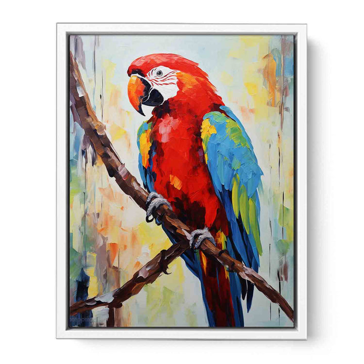 Red Parrot Modern Art Painting Framed Print