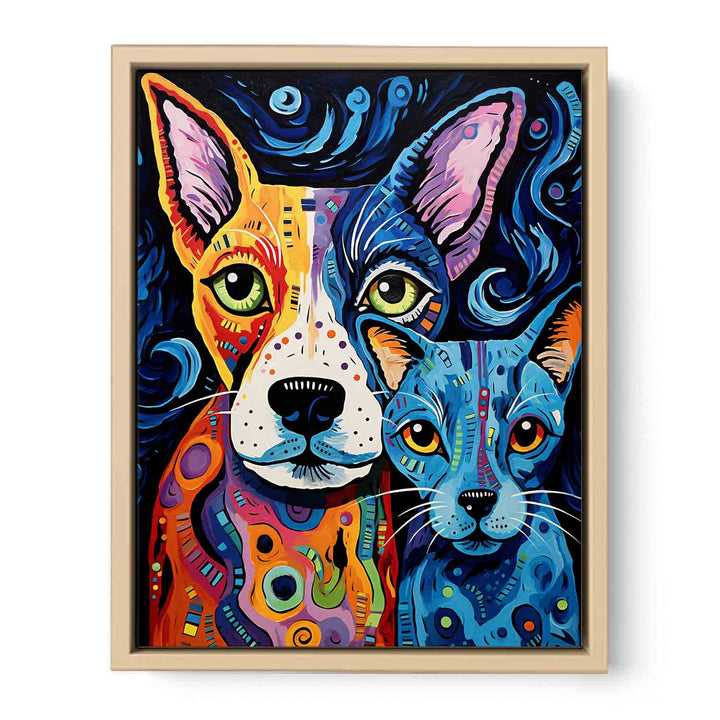 Modern Two Dog Art Painting Framed Print