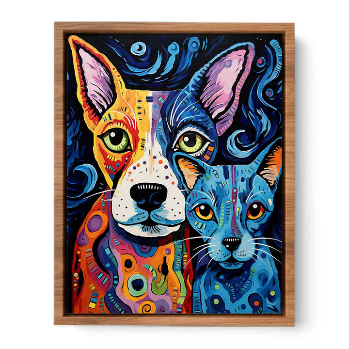 Modern Two Dog Art Painting 