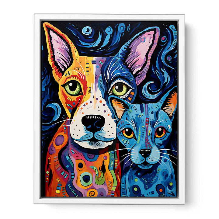 Modern Two Dog Art Painting Canvas Print