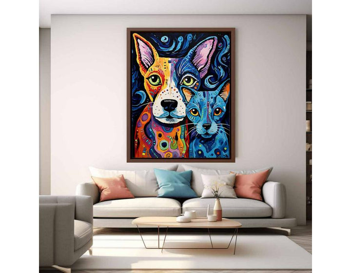 Modern Two Dog Art Painting 