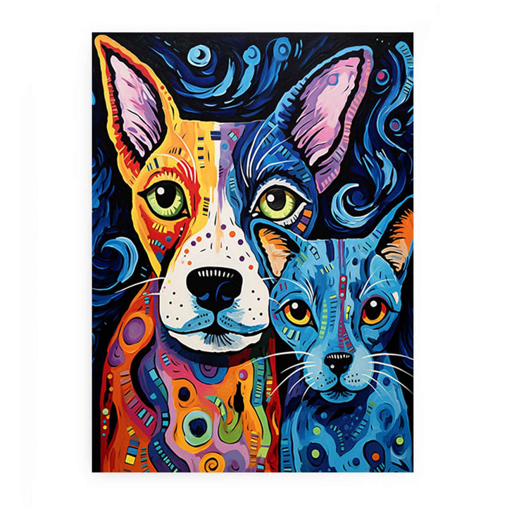 Modern Two Dog Art Painting 