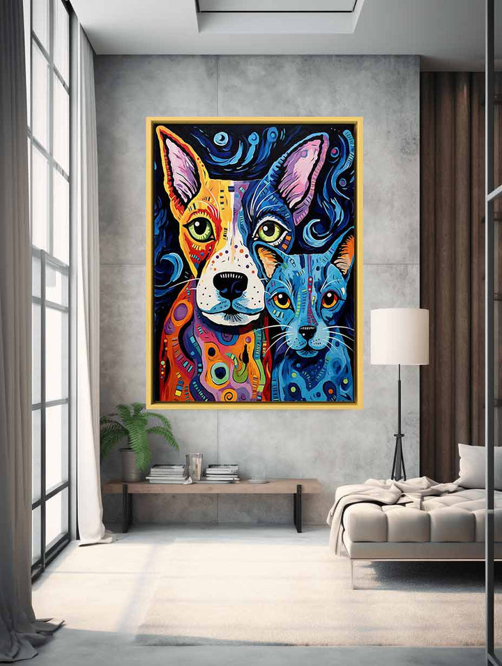 Modern Two Dog Art Painting 